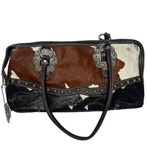 American West Leather And Calf Hair Shoulder Bag